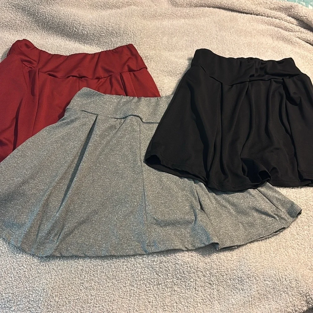 Set of 3 Women's Casual Sports Solid Color Athletic Summer Skirt, Size XS